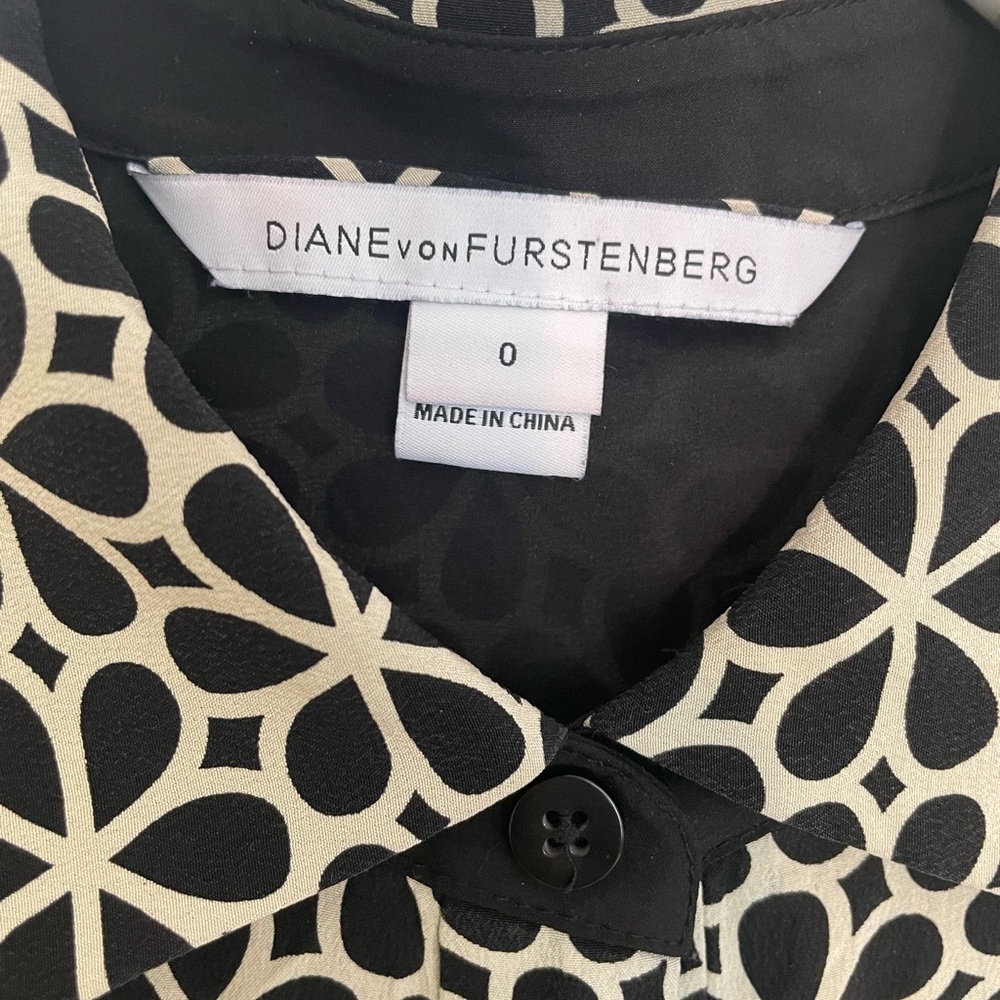 Diane Von Furstenberg Women's Black White Floral Button-Up Shirt Dress Size‎ 0 - Picture 4 of 5